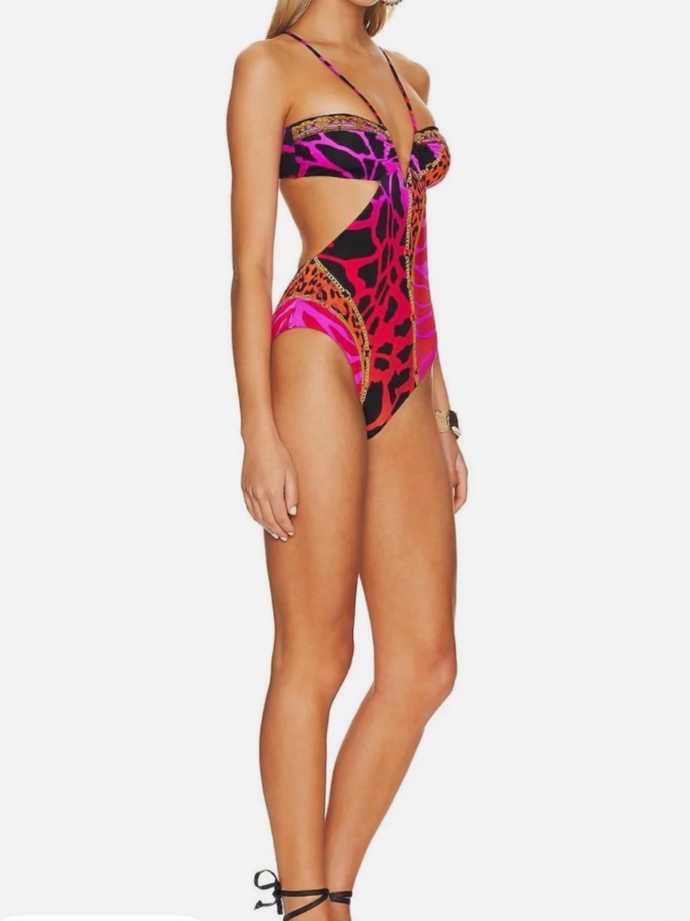 Camilla Pink Red Animal-Print Cutout One-Piece Swimsuit Always Change Your Spots - Picture 2 of 14
